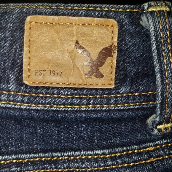 Y2K American Eagle Bootcut Jeans Sz 16 Curve Dark Wash Grunge Indie Skater Cyber - Picture 9 of 9